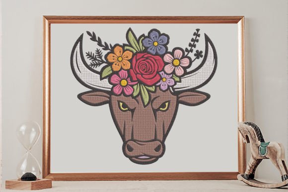 Floral Bull Head: A Boho Embroidery Design Review for Small Business Merch