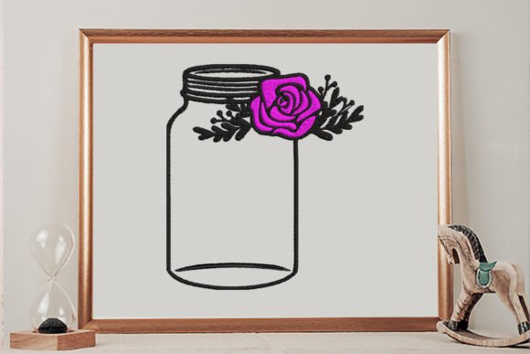 Floral Mason Jar: A Whimsical Spring Embroidery Design for Meaningful Gifts
