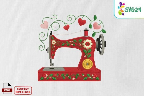 Floral Sewing Machine Embroidery PNG