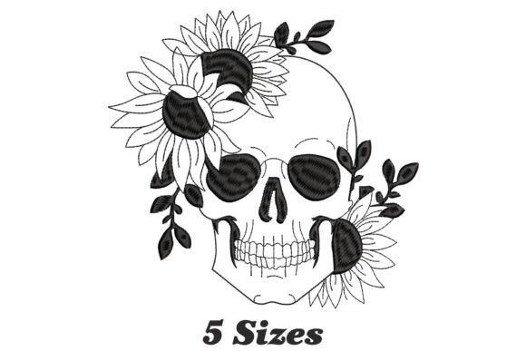 Floral Skull: A Whimsical Yet Professional Embroidery Design