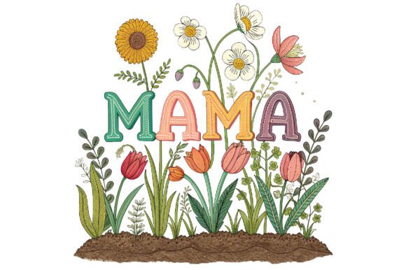 Mama Floral Embroidery Design, Mother’s