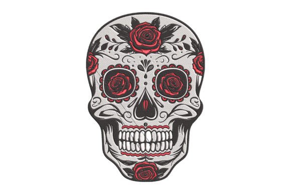 Sugar Skull Floral Embroidery Design