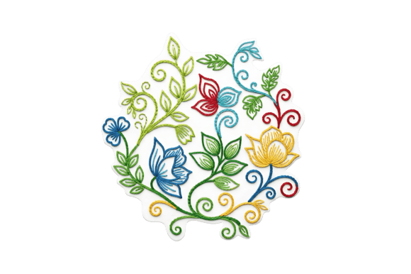 Whimsical Floral Butterfly Embroidery